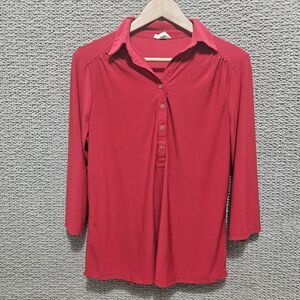 EMI & JOE Women's Red Lightweight Long Sleeve Blouse Size L